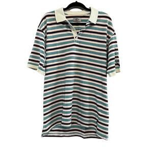 Callaway Golf Blue Black Red Striped Polo Shirt L